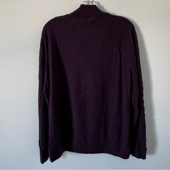 Robert Graham 100% Wool Quarter-Zip Sweater XL Classic Fit Purple - Picture 5 of 9